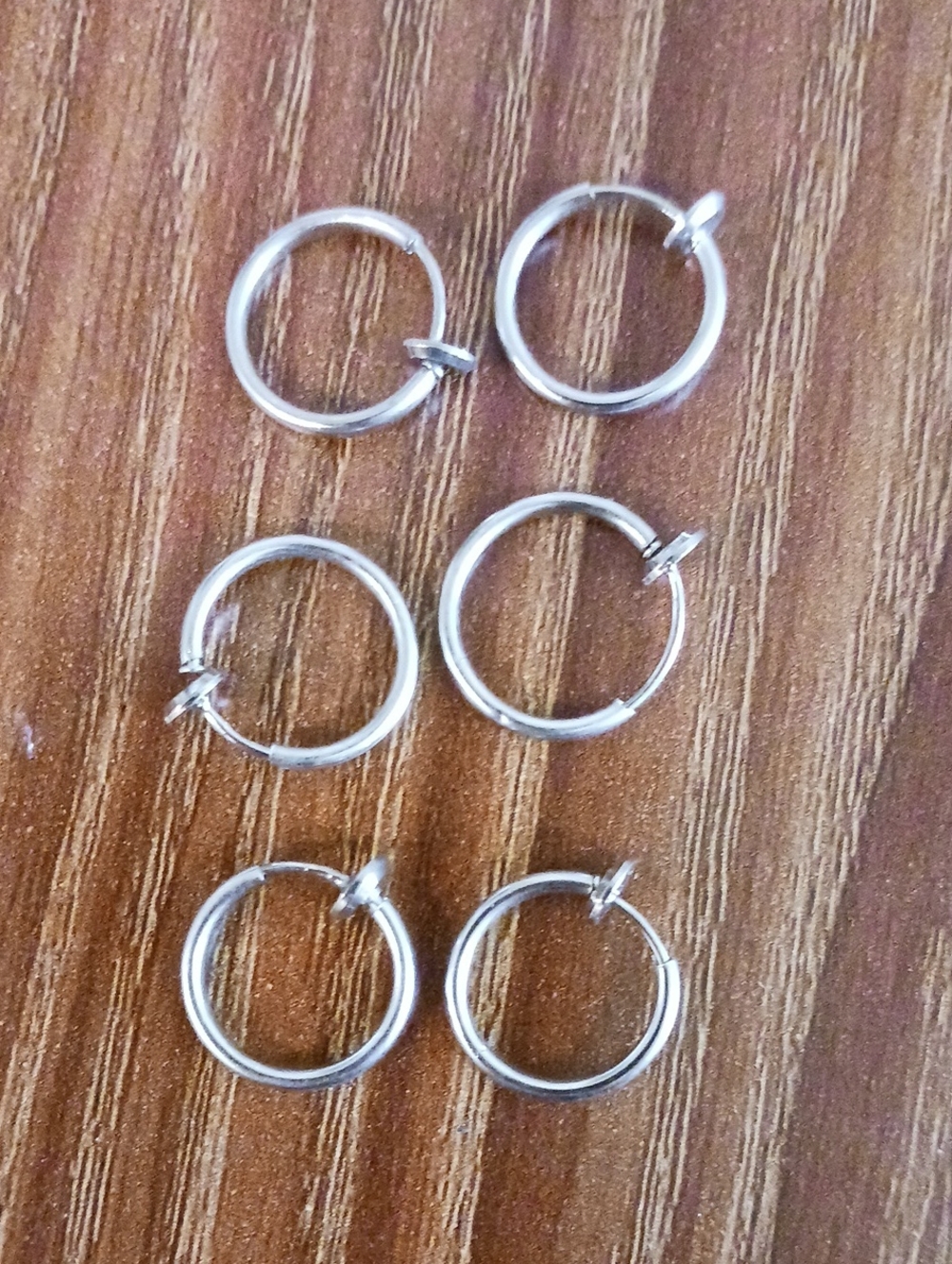 Silver Tone Spring-Loaded Hoop Earrings Designed Specifically For Unpierced Ears